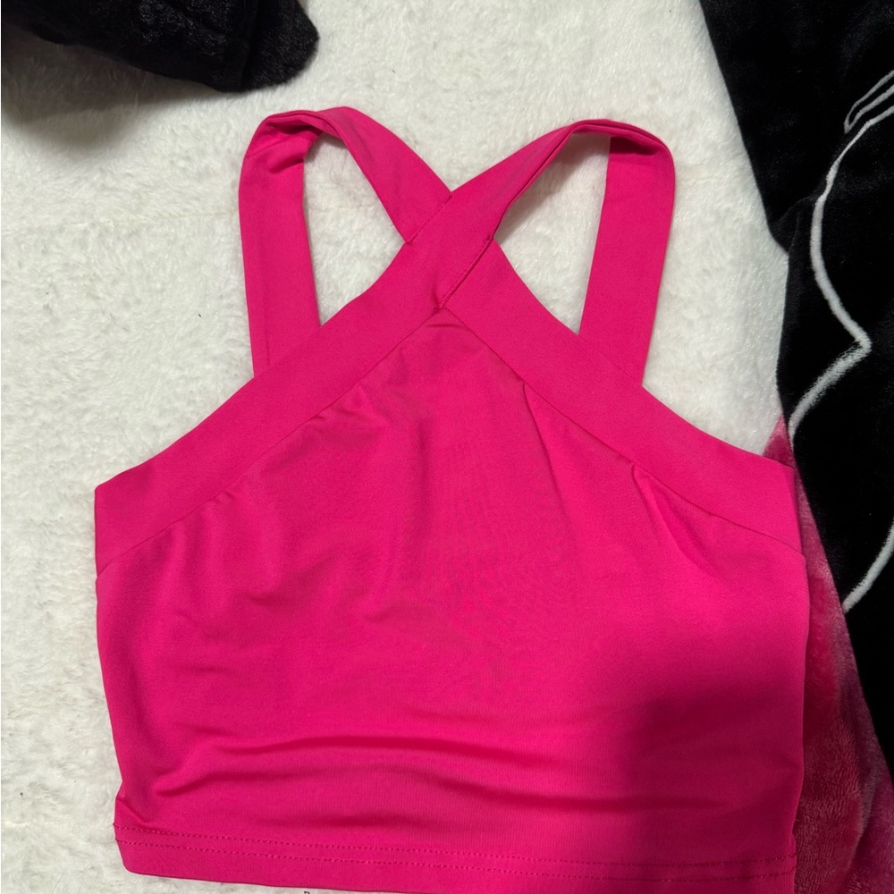 Women's Pink Cross-Back Bralette Shein